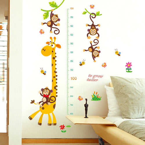 Muursticker - Groeilat giraffe