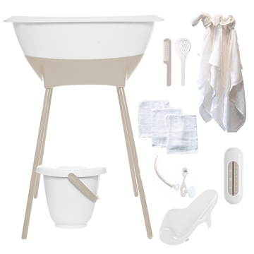 Bad & Verzorgingsset Luma White/Almond met Hydrofiele Starterset Ecru