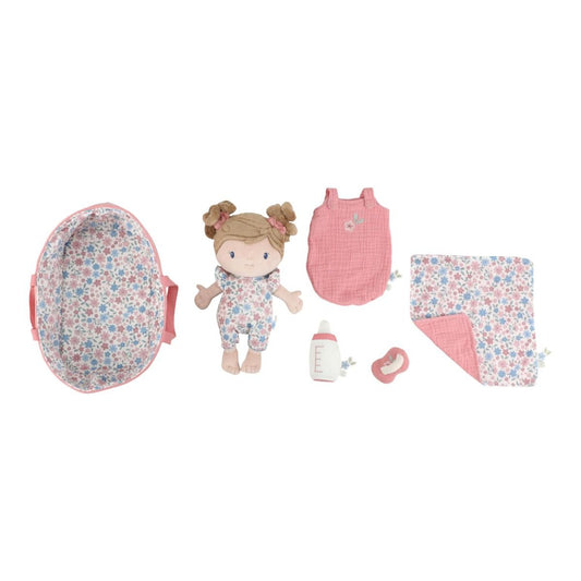 Babypop in Mandje Little Dutch Rosa