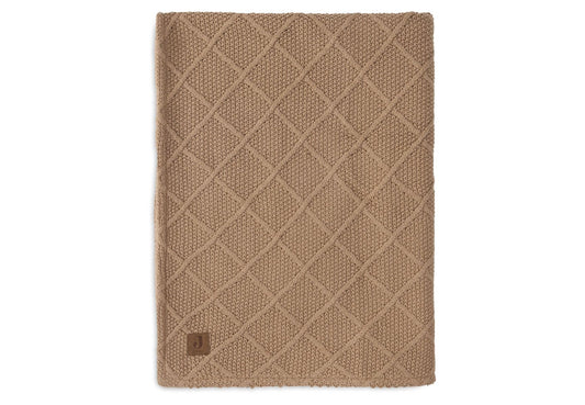 Deken Wieg Jollein 75x100 Check Knit Teddy Fleece Biscuit