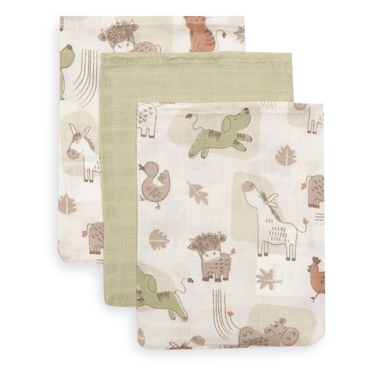 Washandjes Hydrofiel Jollein Barn Buddies 3-pack
