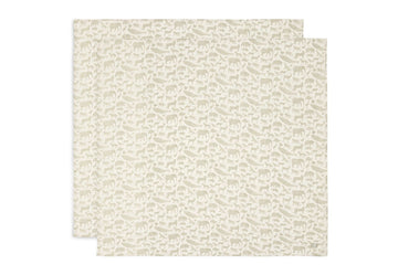 Multidoek Jollein Hydrofiel 115x115 Animals Olive Green 2-pack