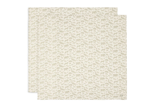 Multidoek Jollein Hydrofiel 115x115 Animals Olive Green 2-pack