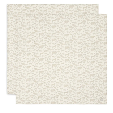 Multidoek Jollein Hydrofiel 115x115 Animals Nougat 2-pack