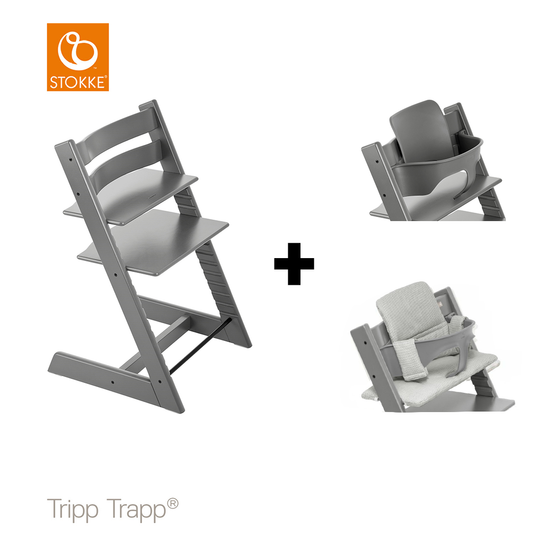 SET | Kinderstoel Stokke® Tripp Trapp® Storm Grey met Babyset & Stoelverkleiner