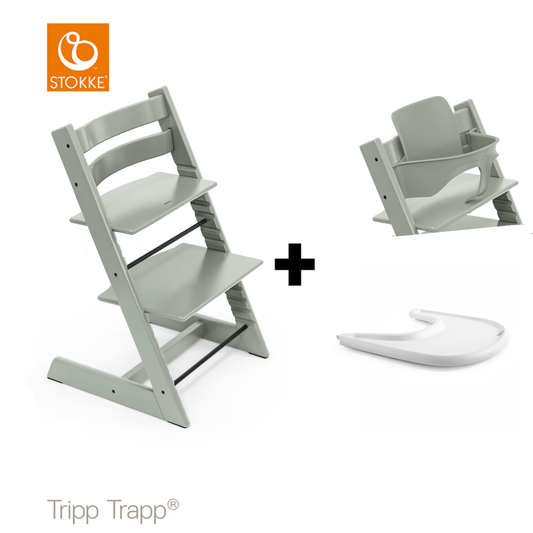 Set | Kinderstoel Stokke® Tripp Trapp® Glacier Green met Babyset + Eetblad