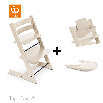 Set | Kinderstoel Stokke® Tripp Trapp® Vanilla White met Babyset + Eetblad