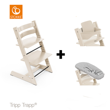 Set | Kinderstoel Stokke® Tripp Trapp® Vanilla White met Newbornset + Babyset