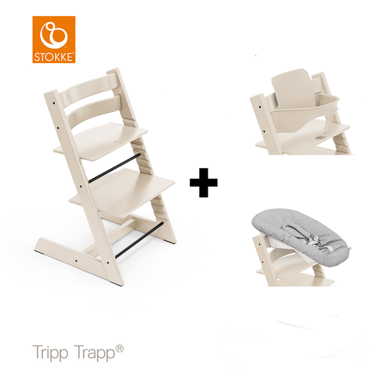 Set | Kinderstoel Stokke® Tripp Trapp® Vanilla White met Newbornset + Babyset