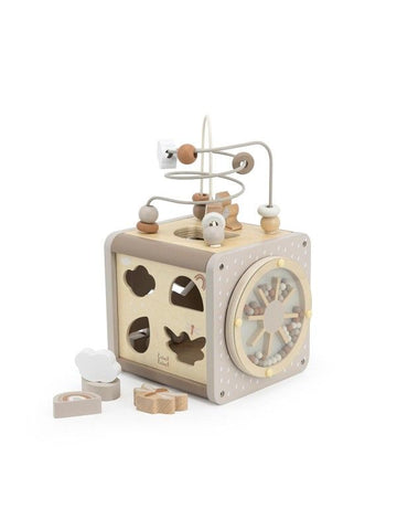 Houten Activiteitenkubus Label Label Nougat