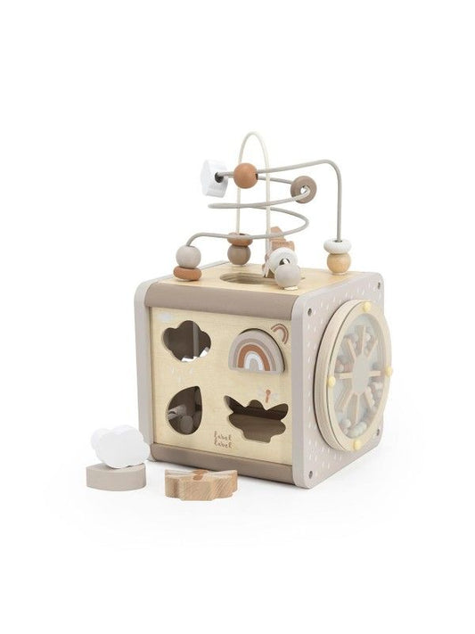 Houten Activiteitenkubus Label Label Nougat