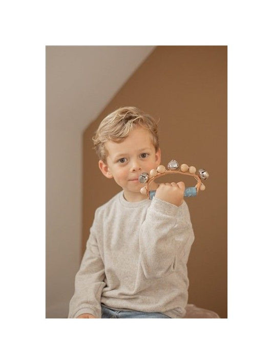 Hand Tamboerijn Label Label Hout Blue