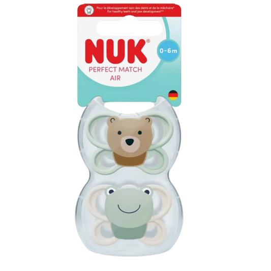 Fopspeen NUK Perfect Match Air Kikker/Beer 2stk 0-6mnd