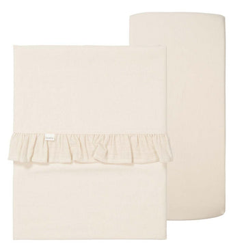 Set | Laken Ledikant + Hoeslaken Ledikant Ruffle Faro Warm White