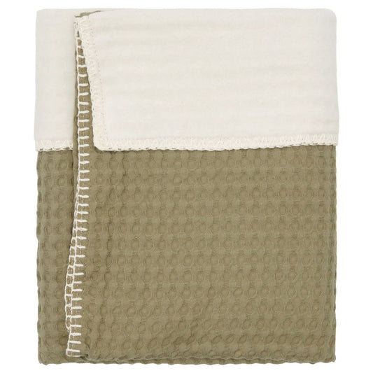 Deken Wieg Koeka Wafel Cotton Fleece Moss