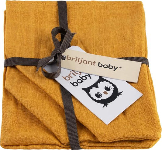 Washandjes Briljant Baby Hydrofiel Uni Oker 3st