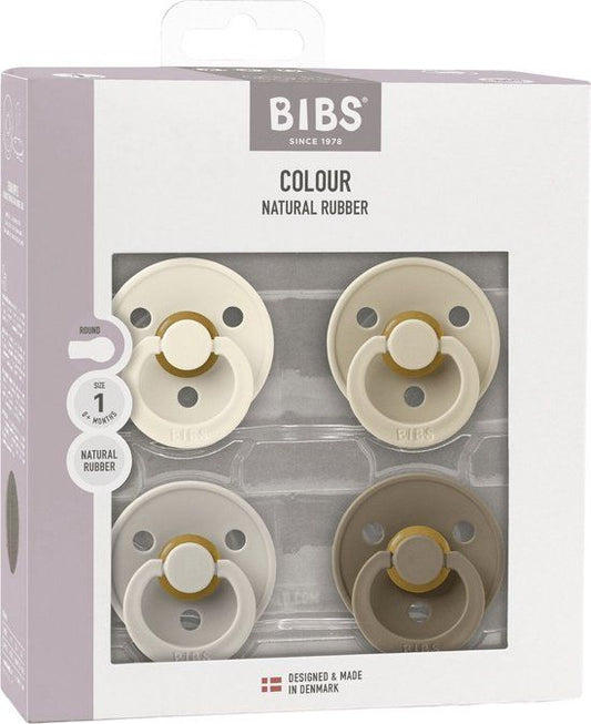 Fopspeen BIBS Colour Ivory/Sand/Vanilla/Dark-Oak 6-18 mnd 4 st