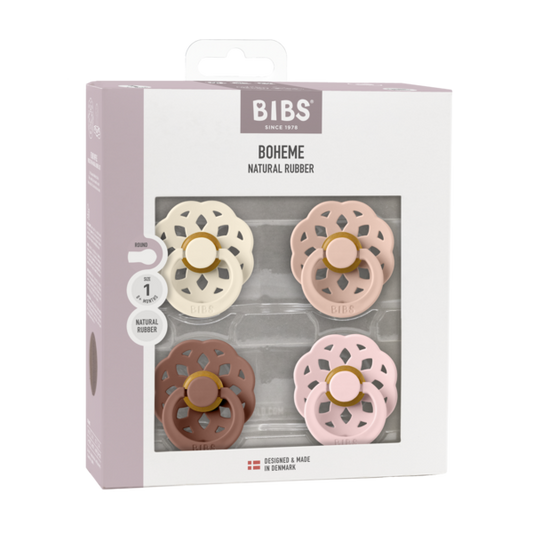 Fopspeen BIBS Boheme Ivory/Blush/Woodchuck/Blossom 0-6 mnd 4 st