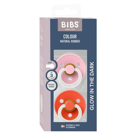 Fopspeen BIBS Colour Glow Baby Pink/Tango 18+mnd 2st