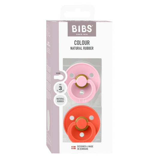 Fopspeen BIBS Colour Latex Baby Pink/Tango 18+mnd 2st