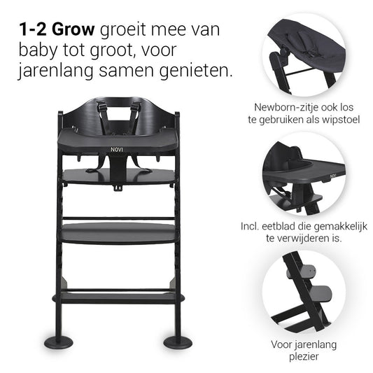 Kinderstoel Novi 1-2 Grow Black/Sand Melange