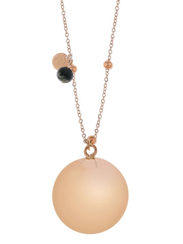 Zwangerschapsketting Proud MaMa BB Gemstone Moss Agaat Rose