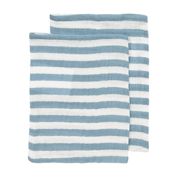 Washandjes Meyco 2-pack Pre Washed Fat Stripe Jeans Blue
