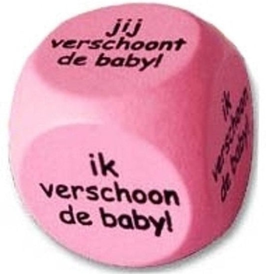 Dobbelsteen Wie verschoont de baby? Roze