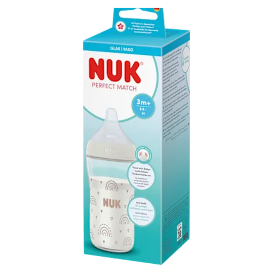 Fles Glas NUK Perfect Match Regenboog 230ML 3mnd