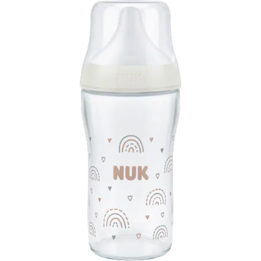 Fles Glas NUK Perfect Match Regenboog 230ML 3mnd