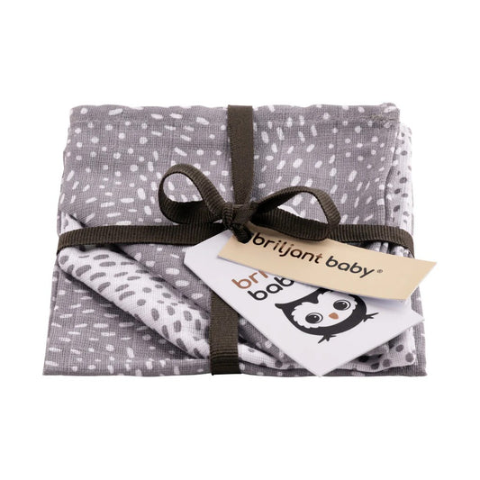 Monddoekjes Briljant Baby Hydrofiel Minimal Dots Grijs 3st