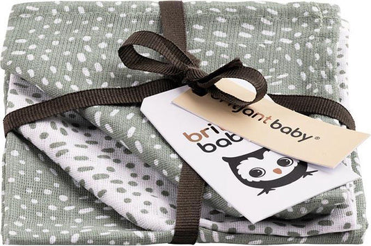 Washandjes Briljant Baby Hydrofiel Minimal Stonegreen 3st