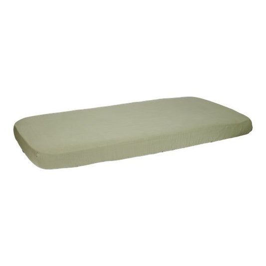 Hoeslaken Ledikant Little Dutch Muslin Olive 60x120