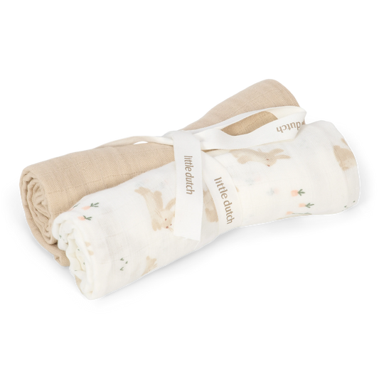 Swaddle Doek Hydrofiel Little Dutch 70x70 Baby Bunny