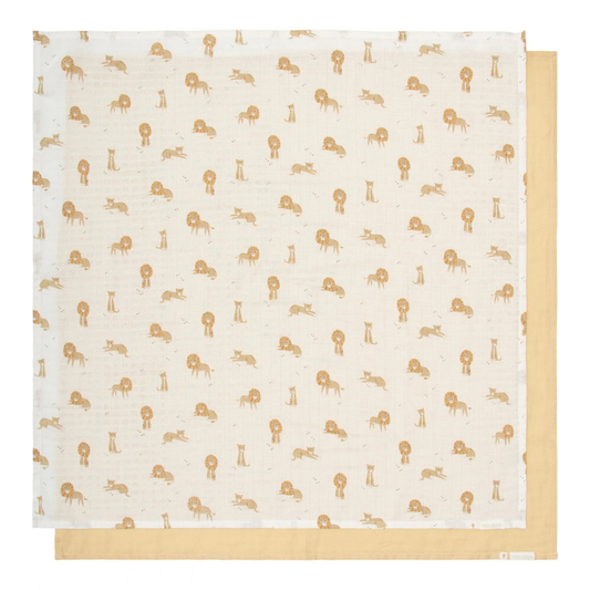 Hydrofiele Doeken Little Dutch Safari Leo Geel 70x70 2 stuks