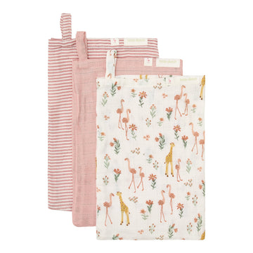Washandje Little Dutch Blooming Safari Roze 3st