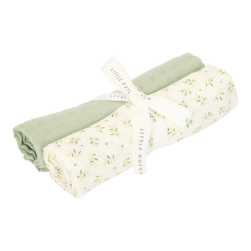 Swaddle Doek Little Dutch Blueberry Leaves & Sage 70x70 2st