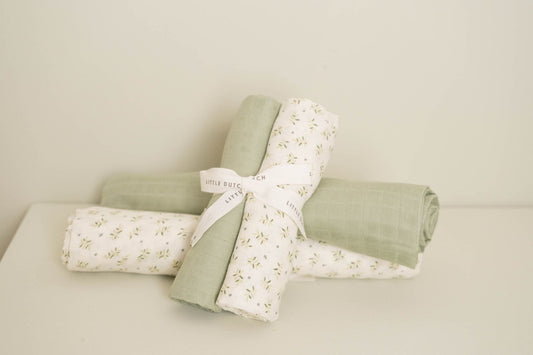 Swaddle Doek Little Dutch Blueberry Leaves & Sage 70x70 2st