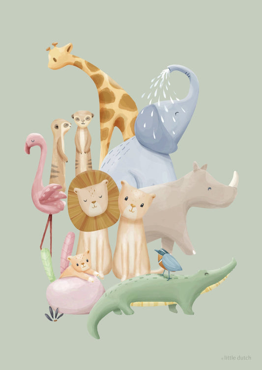 Poster A3 Little Dutch Safari Friends