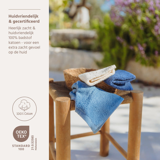 Monddoekjes Meyco Badstof Natural/JeansBlue/Indigo 6-pck