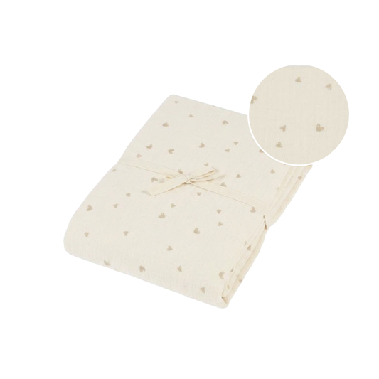Laken Ledikant Nanami Heart Naturel White 100x135