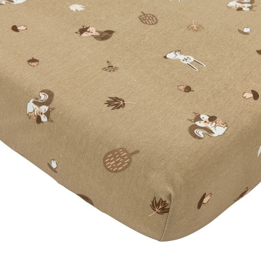 Hoeslaken Ledikant Meyco Forest Animals Sand 60x120