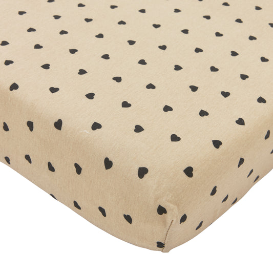 Hoeslaken Junior Meyco Sweet Hearts Sand/Black