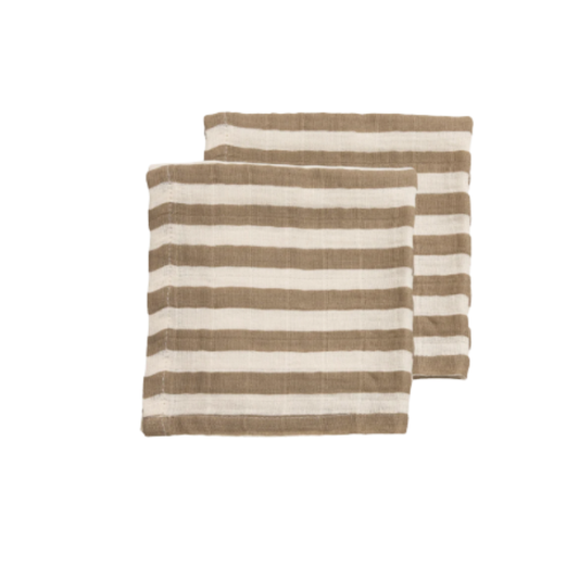Monddoekjes Meyco Pre Washed Fat Stripe Taupe