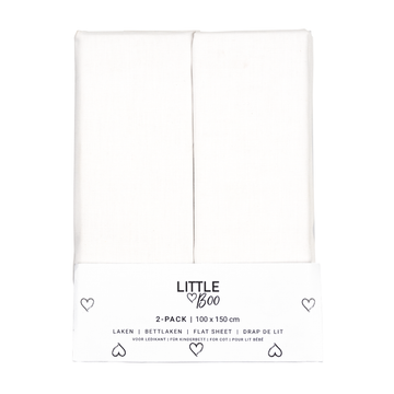 Laken Ledikant Little Boo Uni White 2-pack 100x150