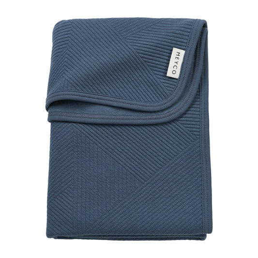 Deken Ledikant Meyco Jaquard Pure Flannel Indigo