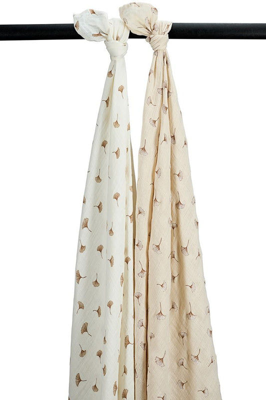 Swaddle Doek Meyco Gingko Offwhite/Soft Sand 2-pack