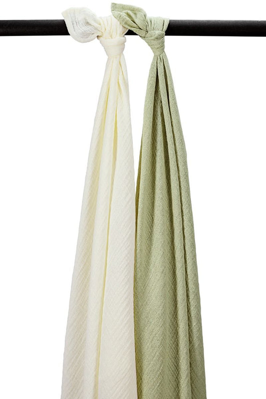 Swaddle Doek Meyco Pre-Washed Natural/Soft Olive 2-pack
