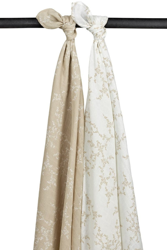 Swaddle Doek Meyco Branches Sand 2-pack