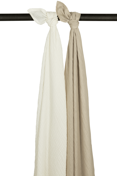 Swaddle Doek Meyco Pre-Washed Offwhite en Sand 2-pack